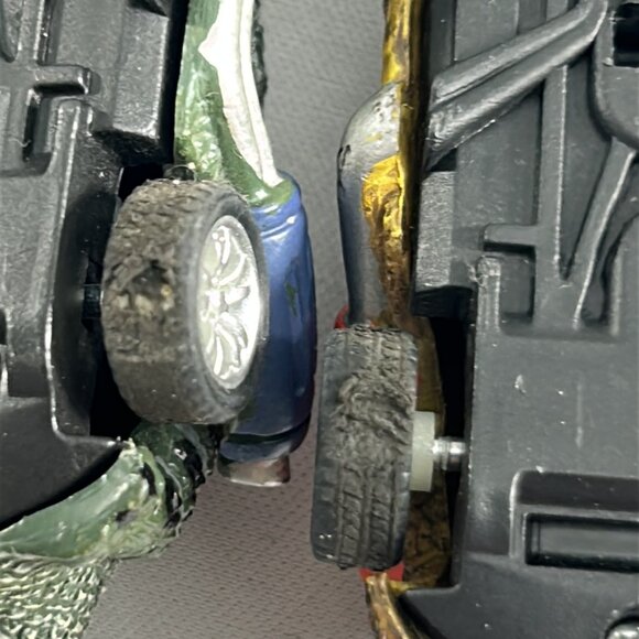 Lot 4 Dinosaur Motorized Pull Back Cars Toys Triceratops Ankylosaurus Works - Picture 6 of 7